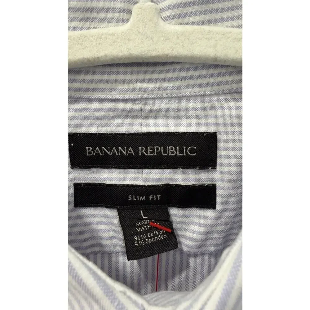 Banana Republic Tailored Slim Fit Dress Shirt Pinstripe L EUC